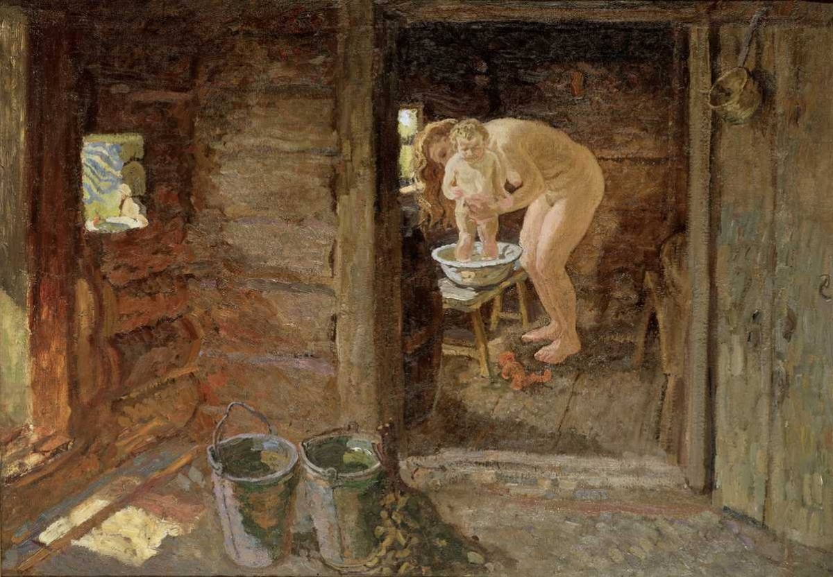Покажи как женщины моются. Герасимов художник derevenskaya banya.